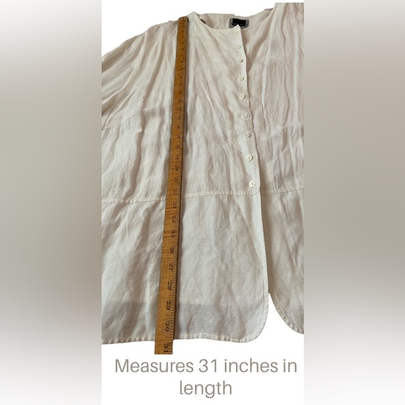 Nantucket vibes! Maggie Barnes Linen Blend Full Button Up Tunic, Size 34W - Picture 10 of 17